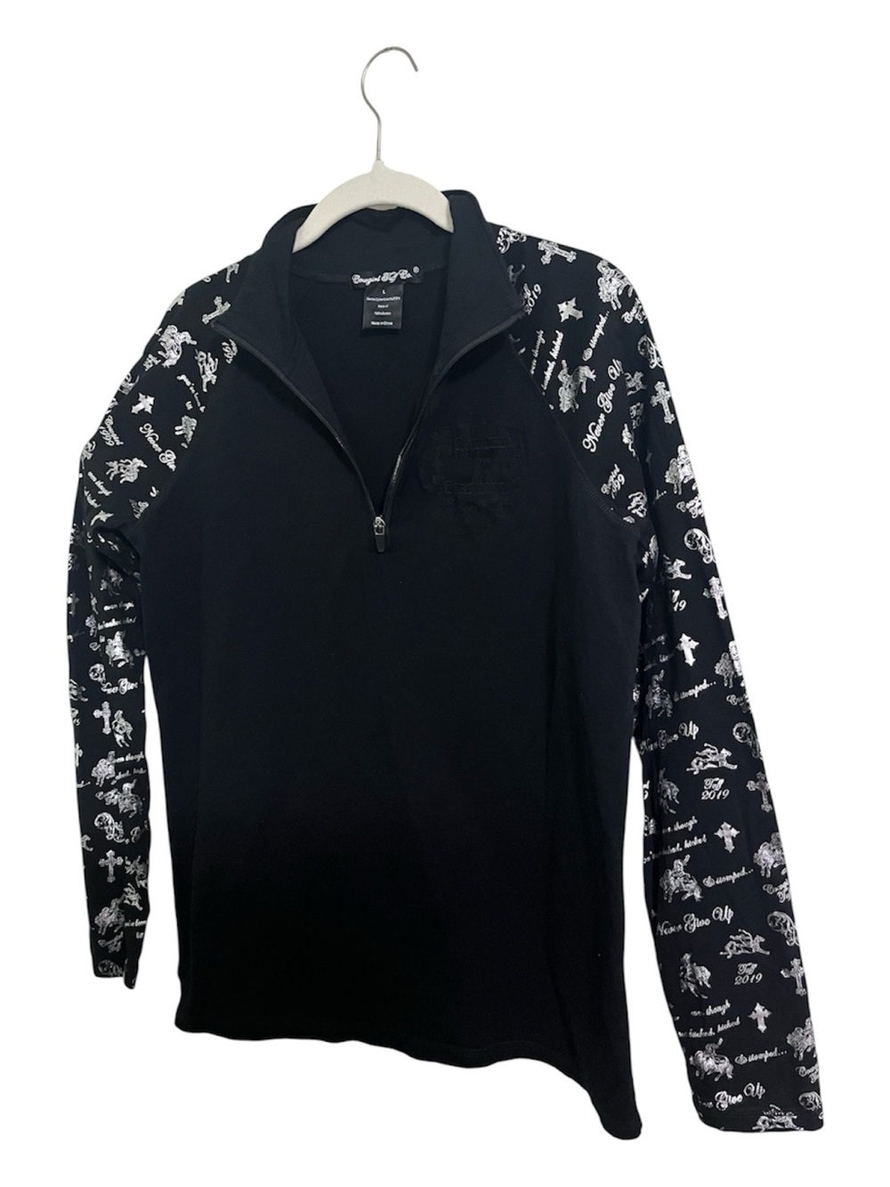 Cowgirl Tuff Co. Never Give Up Western Cross 1/4 Zip Pullover Utility Jacket L